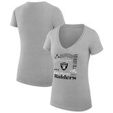 Las Vegas Raiders G-III 4Her by Carl Banks Women's Super-Slim Fit Lightweight Collage Team V-Neck T-Shirt - Heather Gray T-shirts