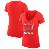 Buffalo Bills G-III 4Her by Carl Banks Women's Super-Slim Fit Lightweight Collage Team V-Neck T-Shirt - Red T-shirts