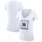 New York Giants G-III 4Her by Carl Banks Women's Super-Slim Fit Lightweight Collage Team V-Neck T-Shirt - White T-shirts