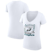 Philadelphia Eagles G-III 4Her by Carl Banks Women's Super-Slim Fit Lightweight Collage Team V-Neck T-Shirt - White T-shirts