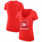 New York Giants G-III 4Her by Carl Banks Women's Super-Slim Fit Lightweight Collage Team V-Neck T-Shirt - Red T-shirts