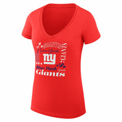 New York Giants G-III 4Her by Carl Banks Women's Super-Slim Fit Lightweight Collage Team V-Neck T-Shirt - Red T-shirts