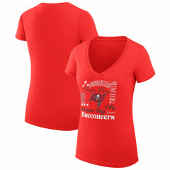 Tampa Bay Buccaneers G-III 4Her by Carl Banks Women's Super-Slim Fit Lightweight Collage Team V-Neck T-Shirt - Red T-shirts