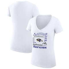 Baltimore Ravens G-III 4Her by Carl Banks Women's Super-Slim Fit Lightweight Collage Team V-Neck T-Shirt - White T-shirts