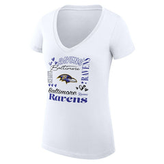 Baltimore Ravens G-III 4Her by Carl Banks Women's Super-Slim Fit Lightweight Collage Team V-Neck T-Shirt - White T-shirts