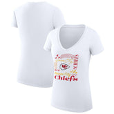 Kansas City Chiefs G-III 4Her by Carl Banks Women's Super-Slim Fit Lightweight Collage Team V-Neck T-Shirt - White T-shirts