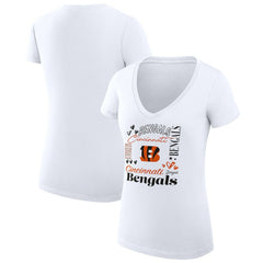 Cincinnati Bengals G-III 4Her by Carl Banks Women's Super-Slim Fit Lightweight Collage Team V-Neck T-Shirt - White T-shirts