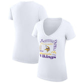 Minnesota Vikings G-III 4Her by Carl Banks Women's Super-Slim Fit Lightweight Collage Team V-Neck T-Shirt - White T-shirts