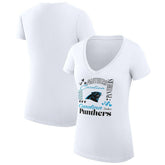 Carolina Panthers G-III 4Her by Carl Banks Women's Super-Slim Fit Lightweight Collage Team V-Neck T-Shirt - White T-shirts