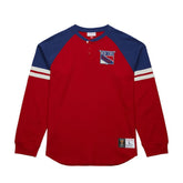 New York Rangers Mitchell & Ness Thermal Henley Long Sleeve T-Shirt - Red | US 202122428