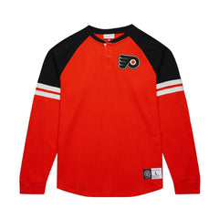 Philadelphia Flyers Mitchell & Ness Thermal Henley Long Sleeve T-Shirt - Orange | US 202122430