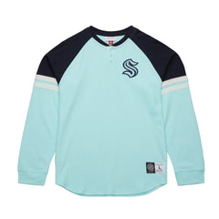 Seattle Kraken Mitchell & Ness Thermal Henley Long Sleeve T-Shirt - Light Blue | US 202122431