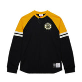 Boston Bruins Mitchell & Ness Thermal Henley Long Sleeve T-Shirt - Black | US 202122434