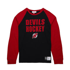 New Jersey Devils Mitchell & Ness Legendary Slub Raglan Long Sleeve T-Shirt - Black/Red | US 202122439