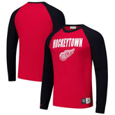 Detroit Red Wings Mitchell & Ness Legendary Slub Raglan Long Sleeve T-Shirt - Red/Black | US 202122443