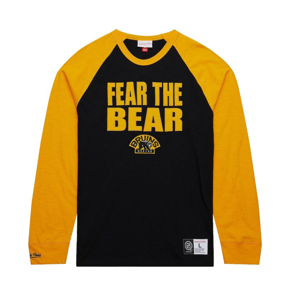 Boston Bruins Mitchell & Ness Legendary Slub Raglan Long Sleeve T-Shirt - Black/Gold | US 202122446