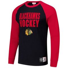 Chicago Blackhawks Mitchell & Ness Legendary Slub Raglan Long Sleeve T-Shirt - Black/Red | US 202122448