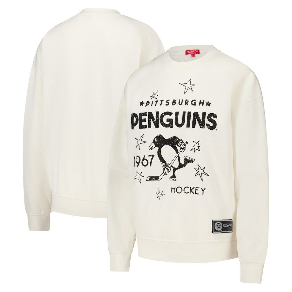 Pittsburgh Penguins Mitchell & Ness Women's Logo 3.0 Pullover Sweatshirt - Cream | US 202122452