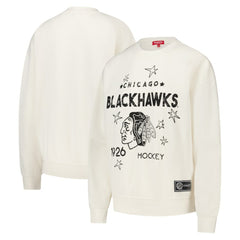 Chicago Blackhawks Mitchell & Ness Women's Logo 3.0 Pullover Sweatshirt - Cream | US 202122453
