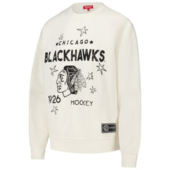 Chicago Blackhawks Mitchell & Ness Women's Logo 3.0 Pullover Sweatshirt - Cream | US 202122453