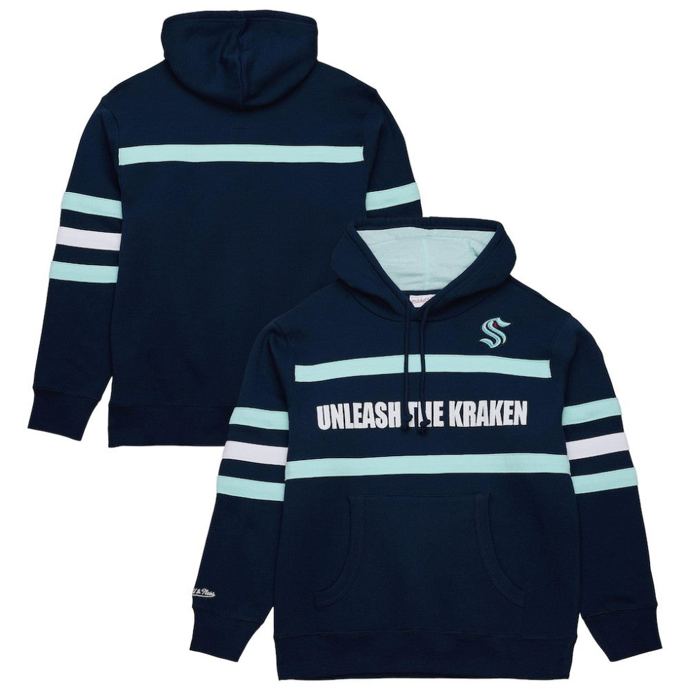 Seattle Kraken Mitchell & Ness Head Coach Slogan Pullover Hoodie - Navy | US 202122467
