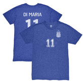 Angel Di Maria Argentina National Team 1863FC Retro Player Tri-Blend T-Shirt Blue
