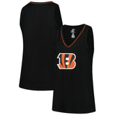Cincinnati Bengals Logo Athletic Women's Plus Size Stellar Win V-Neck Tank Top - Black Tops