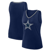 Dallas Cowboys Logo Athletic Women's Plus Size Stellar Win V-Neck Tank Top - Navy Tops