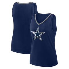 Dallas Cowboys Logo Athletic Women's Plus Size Stellar Win V-Neck Tank Top - Navy Tops