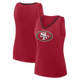 San Francisco 49ers Logo Athletic Women's Plus Size Stellar Win V-Neck Tank Top - Scarlet Tops