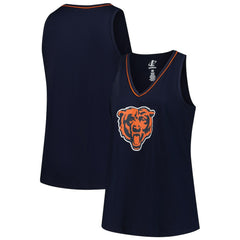 Chicago Bears Logo Athletic Women's Plus Size Stellar Win V-Neck Tank Top - Navy Tops