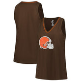 Cleveland Browns Logo Athletic Women's Plus Size Stellar Win V-Neck Tank Top - Brown Tops
