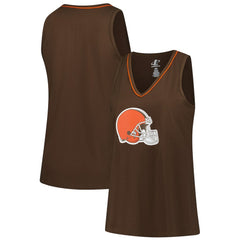 Cleveland Browns Logo Athletic Women's Plus Size Stellar Win V-Neck Tank Top - Brown Tops