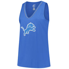 Detroit Lions Logo Athletic Women's Plus Size Stellar Win V-Neck Tank Top - Blue Tops