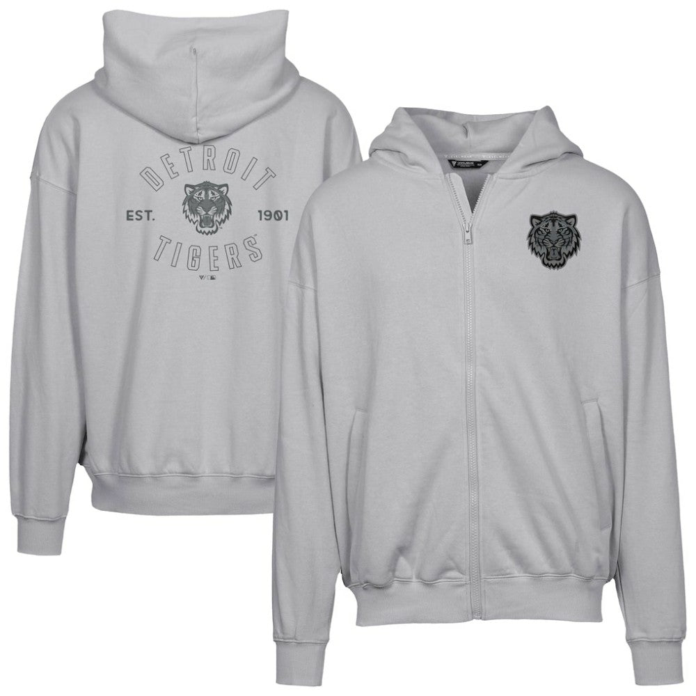 Detroit Tigers Levelwear Uphill Abyssal Full-Zip Hoodie - Gray Hoodies