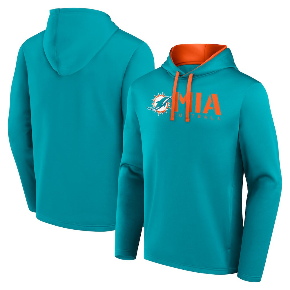 Miami Dolphins Logo Athletic Head Start Pullover Hoodie - Aqua Hoodies