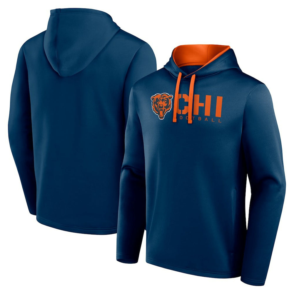 Chicago Bears Logo Athletic Head Start Pullover Hoodie - Navy Hoodies