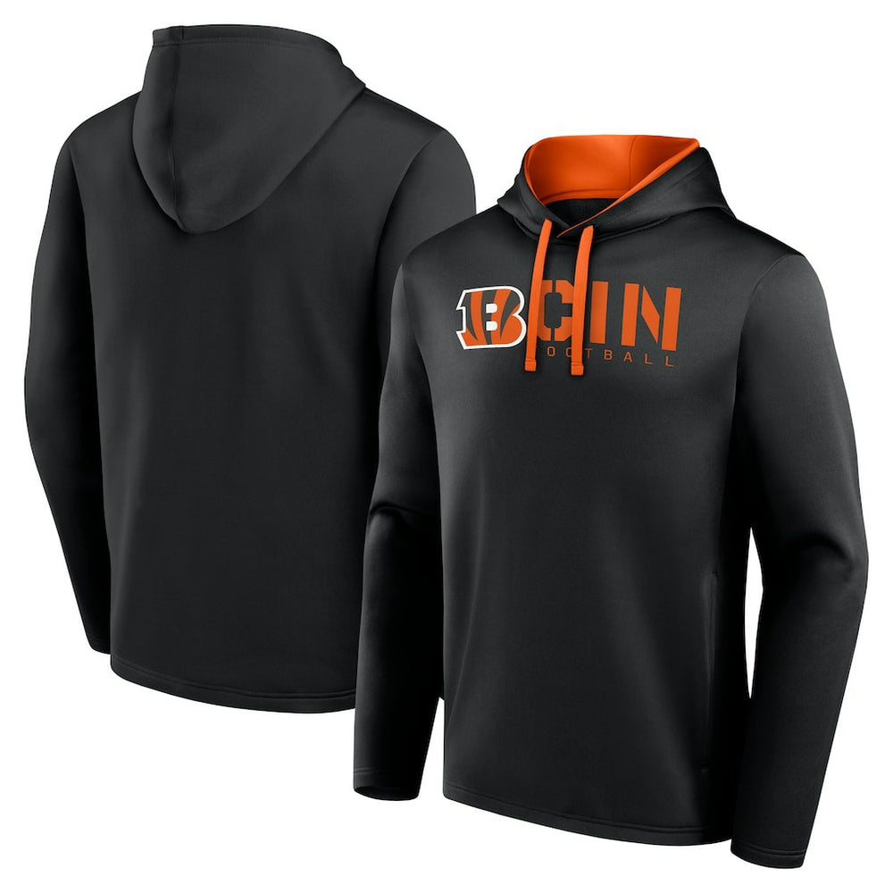 Cincinnati Bengals Logo Athletic Head Start Pullover Hoodie - Black Hoodies