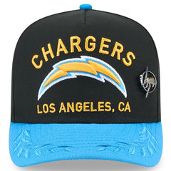 Los Angeles Chargers New Era 2025 NFL Draft On Stage A-Frame 59FIFTY Fitted Hat - Black/Powder Blue Hats