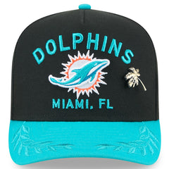 Miami Dolphins New Era 2025 NFL Draft On Stage A-Frame 59FIFTY Fitted Hat - Black/Aqua Hats