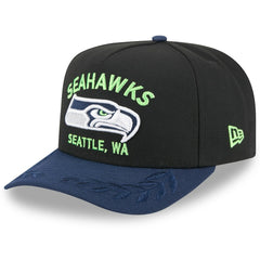 Seattle Seahawks New Era 2025 NFL Draft A-Frame 9FIFTY Snapback Hat - Black/College Navy Hats