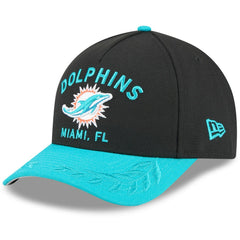 Miami Dolphins New Era 2025 NFL Draft 9FORTY A-Frame M-Crown Adjustable Hat - Black/Aqua Hats