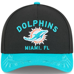 Miami Dolphins New Era 2025 NFL Draft 9FORTY A-Frame M-Crown Adjustable Hat - Black/Aqua Hats