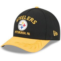 Pittsburgh Steelers New Era 2025 NFL Draft 9FORTY A-Frame M-Crown Adjustable Hat - Black/Gold Hats