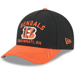 Cincinnati Bengals New Era 2025 NFL Draft 9FORTY A-Frame M-Crown Adjustable Hat - Black/Orange Hats