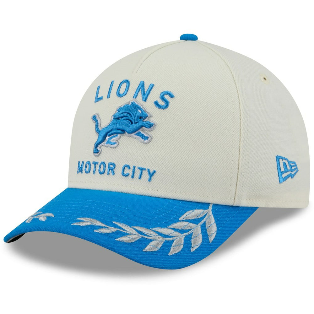 Detroit Lions New Era 2025 NFL Draft 9FORTY A-Frame M-Crown Adjustable Hat - Cream/Blue Hats