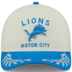 Detroit Lions New Era 2025 NFL Draft 9FORTY A-Frame M-Crown Adjustable Hat - Cream/Blue Hats
