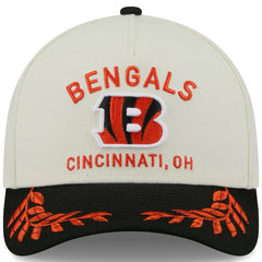 Cincinnati Bengals New Era 2025 NFL Draft 9FORTY A-Frame M-Crown Adjustable Hat - Cream/Black Hats