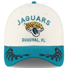 Jacksonville Jaguars New Era 2025 NFL Draft 39THIRTY Flex Hat - Cream/Teal Hats