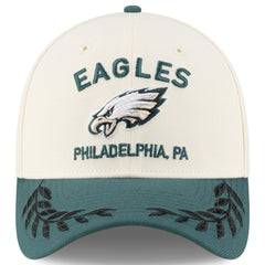 Philadelphia Eagles New Era 2025 NFL Draft 39THIRTY Flex Hat - Cream/Midnight Green Hats